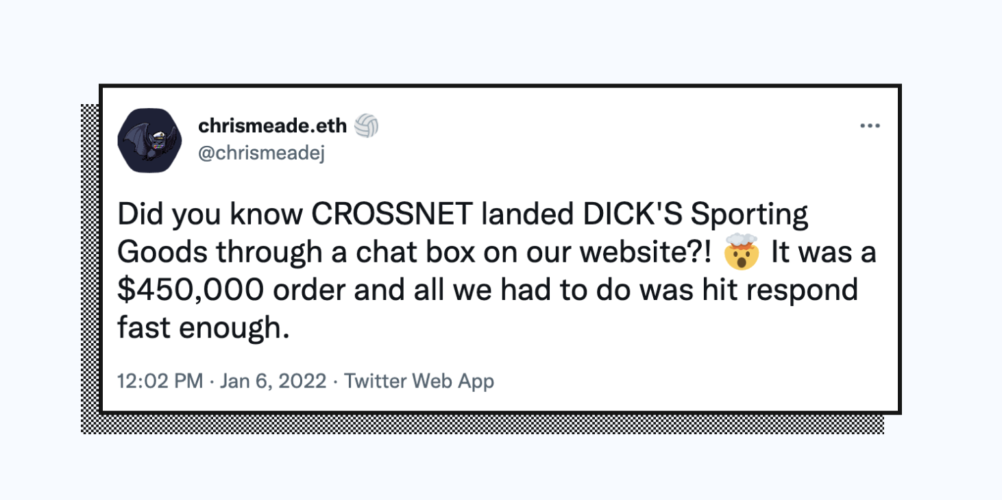Live chat conversion and sales.