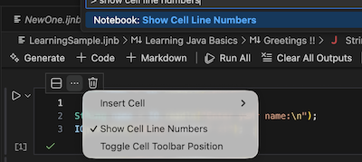 Show line numbers in cells