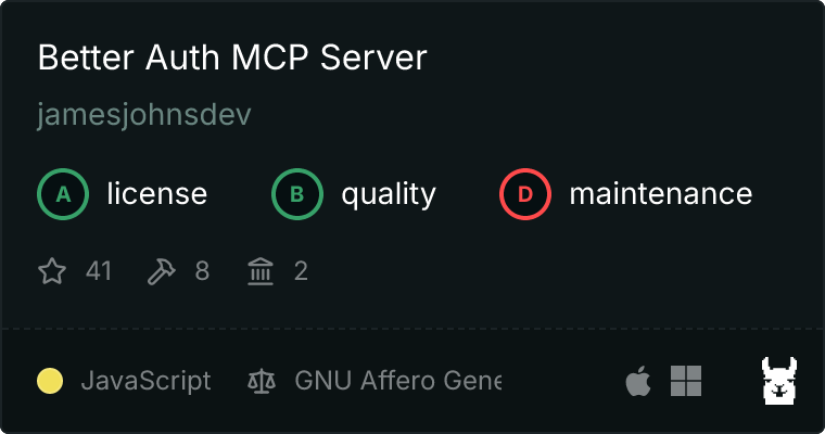 Better Auth Server MCP server