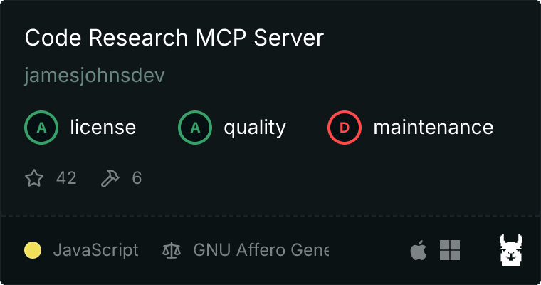 Code Research Server MCP server