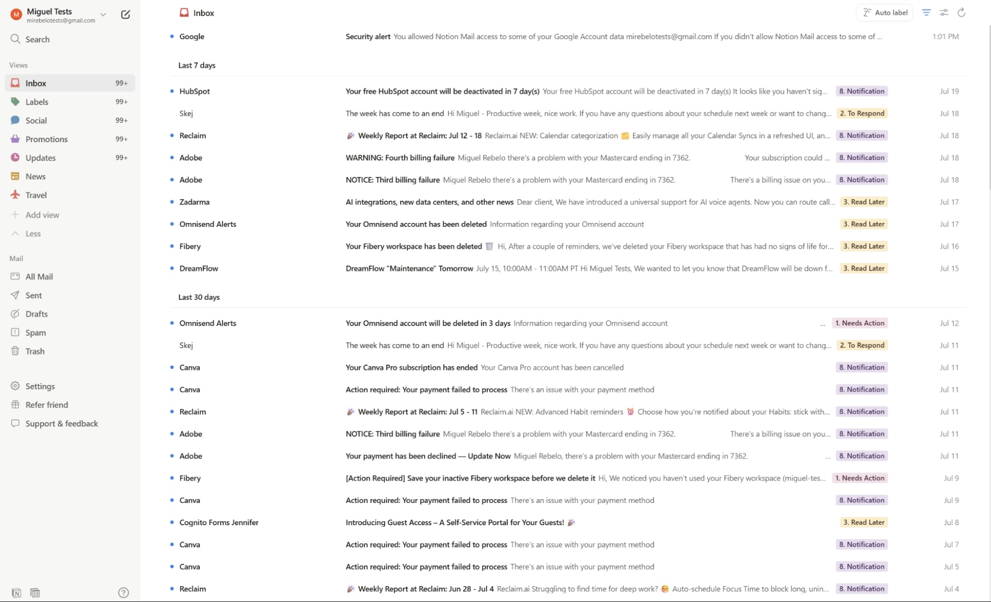 Notion Mail, our pick for the best AI email assistant for AI-powered inbox filtering