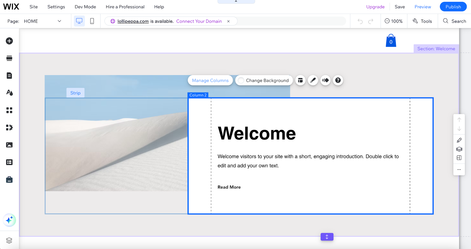 Wix, our pick for the best free all around website builder