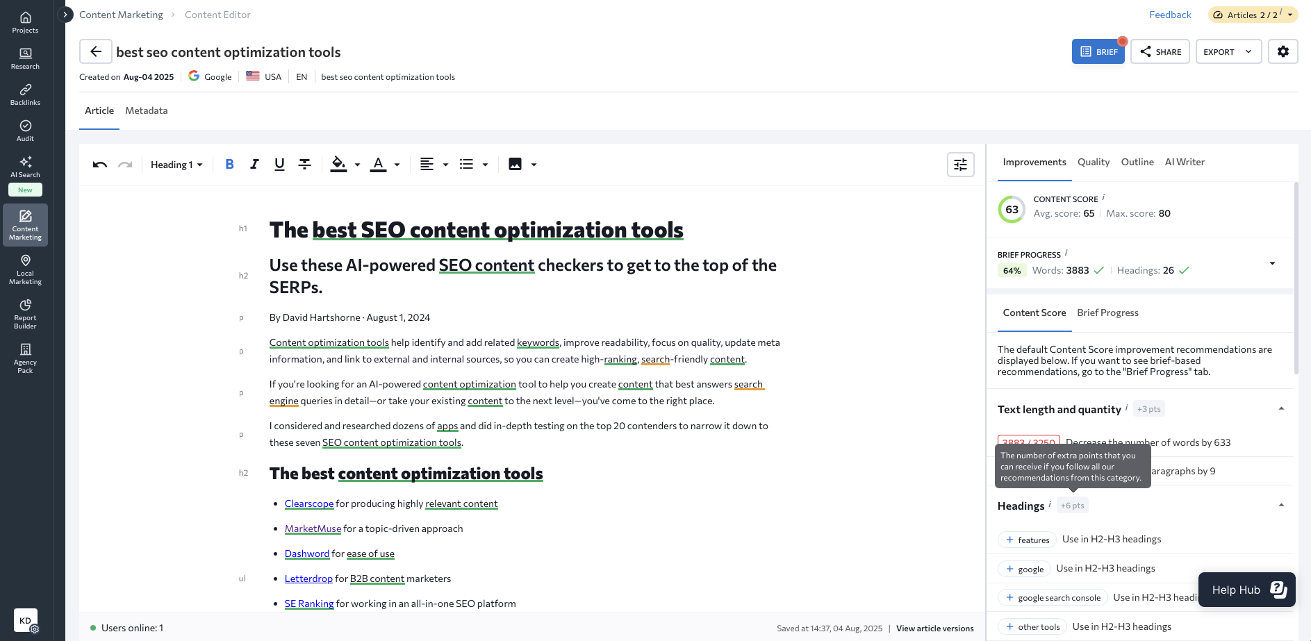 SE Ranking, our pick for the best content optimization tool in an all-in-one SEO platform
