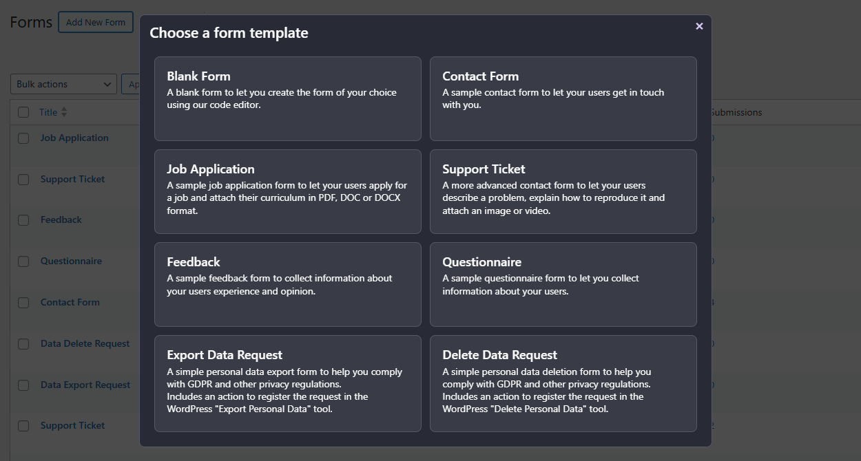 Reusable form templates.