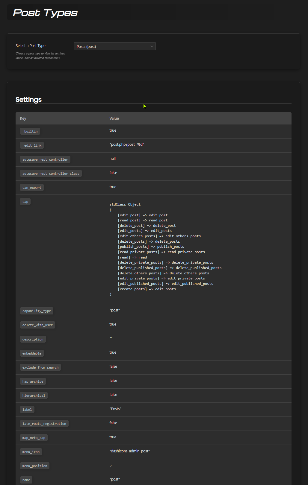 Post Type viewer