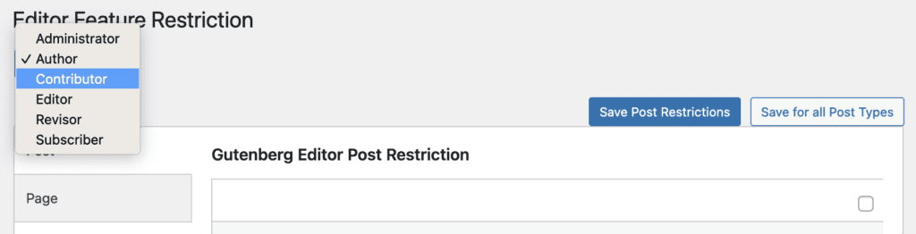 Editor Features restriction