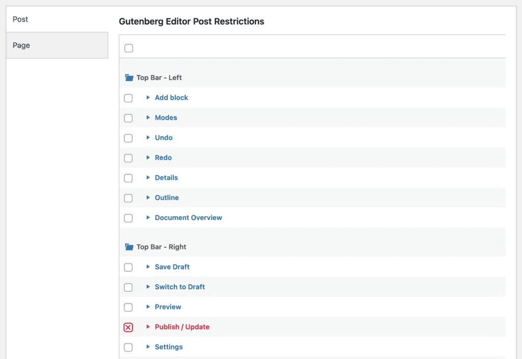 Gutenberg Editor Post Restrictions